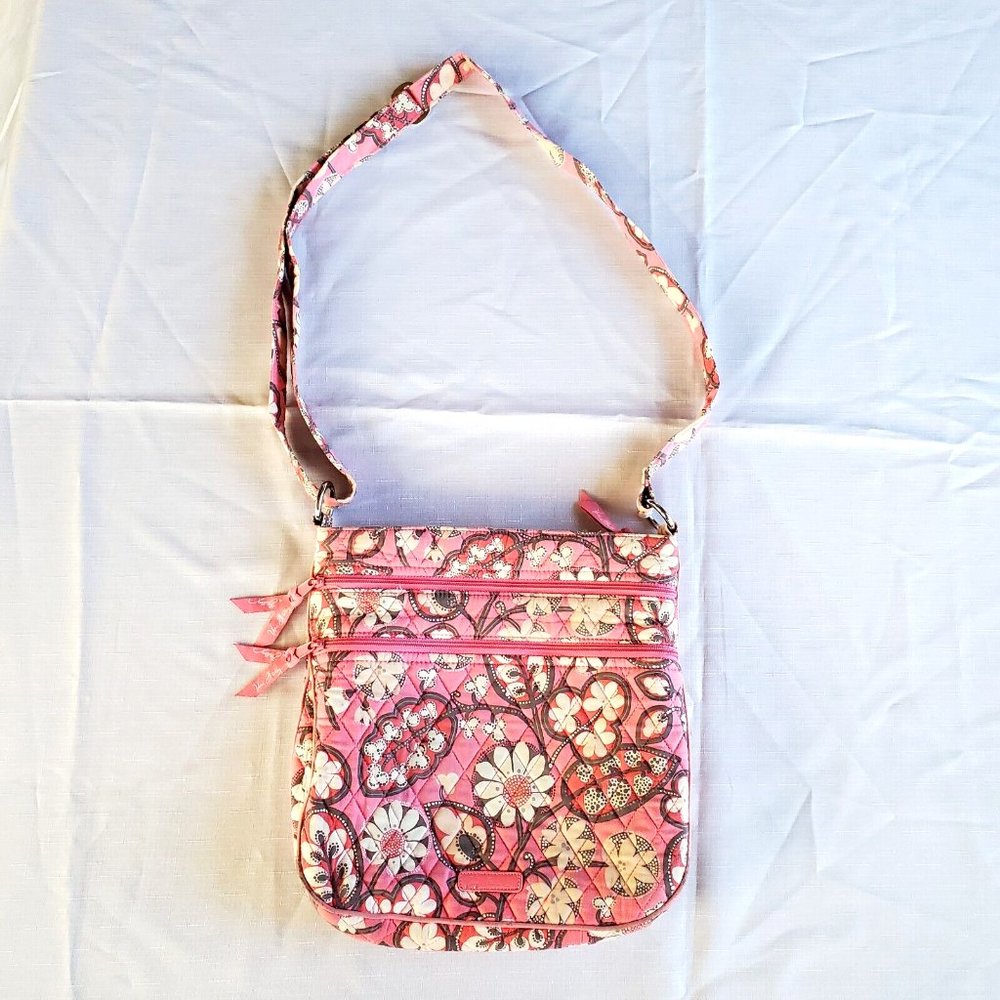 Vera Bradley Pink Blossom Paisley Crossbody Hobo Style Bag Purse Retired